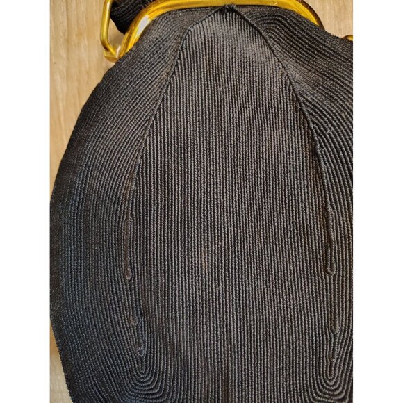 Vintage Corde Black Evening Handbag Purse Gold Tone Snap Art Deco Cocktail - Picture 4 of 7